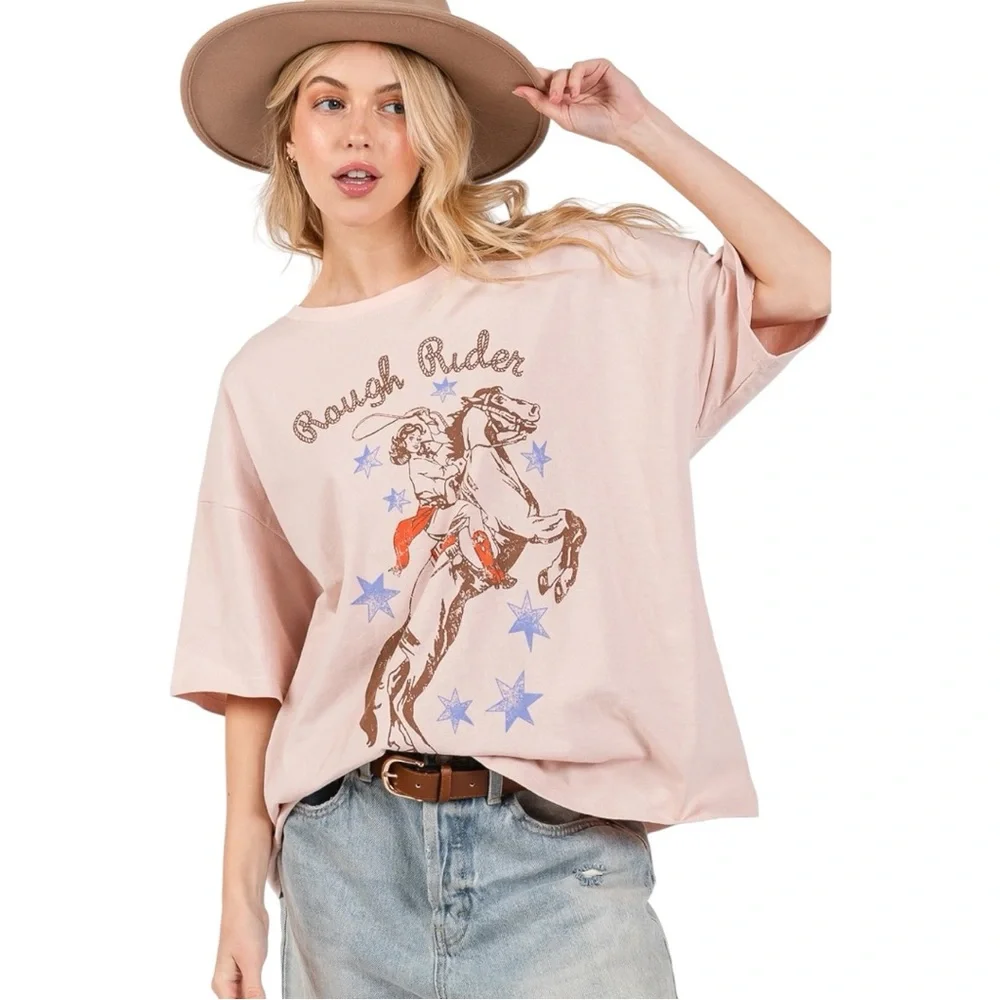 WESTERN SHORT SLEEVES RODEO GRAPHIC TEE - Picture 1 of 7